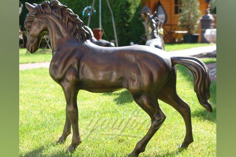 Antique Bronze Standing Horse Sculpture For Sale