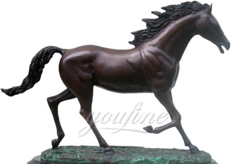 Bronze Horse Statue on Marble Base