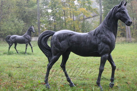 Customized garden life size bronze standing horse sculptures