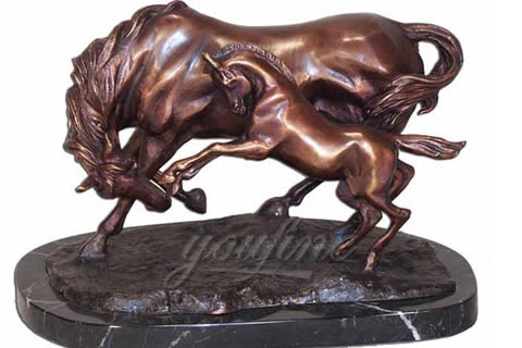 Indoor Bronze Horse with Colt Statue for Decoration