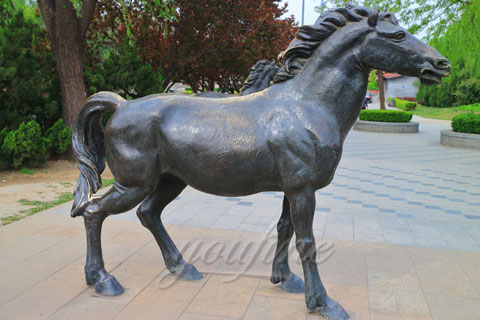 Metal Animal Statue Bronze standing Horse Sculpture