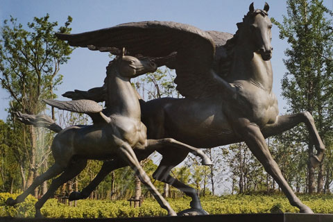 Outdoor Life Size Bronze Wing Horse Statues for Sale