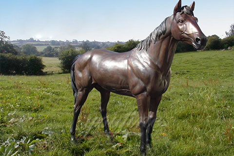 Outdoor garden decorative antique bronze standing horse statues