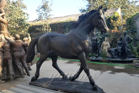 Factory life size bronze black standing horse sculptures for sale