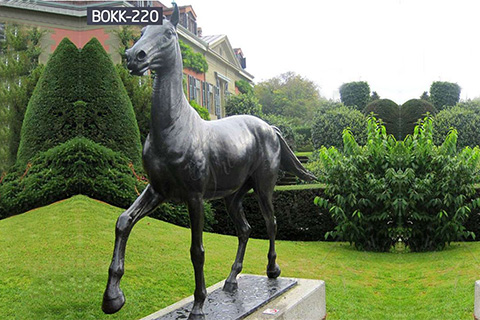 Bronze sculptures of beautiful standing horse