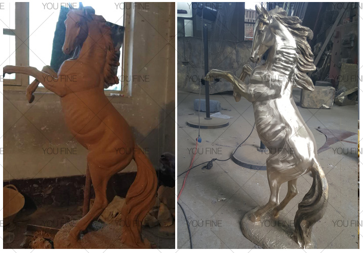 Large Bronze jumping horse statue