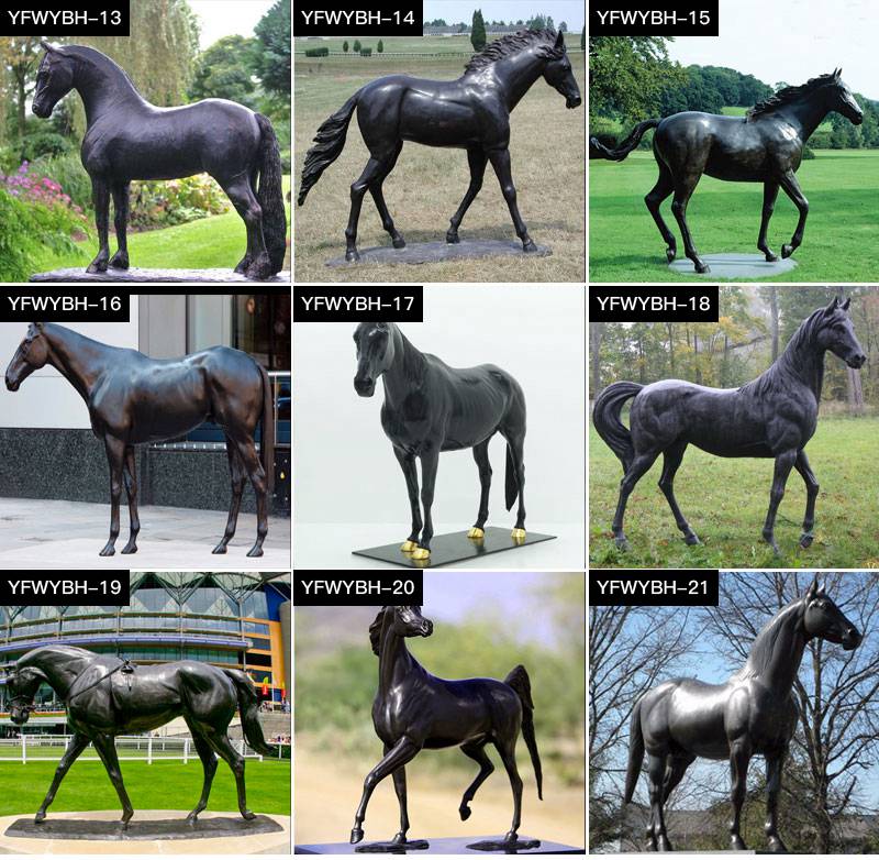 Outdoor Full Size Bronze Black Horse Sculpture Supplier