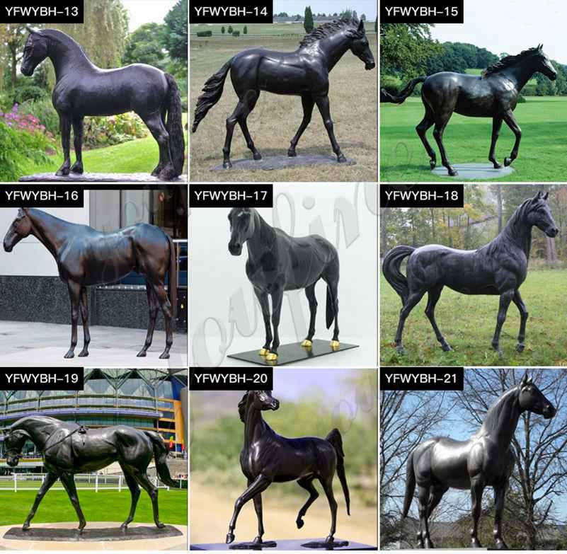 bronze knight and horse sculptures