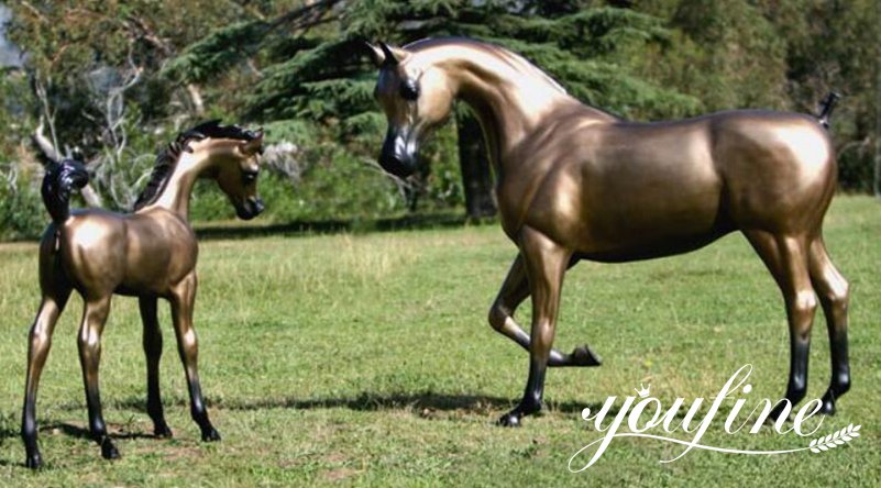 Life Size Bronze Mare and Foal Statue Garden Decor for Sale